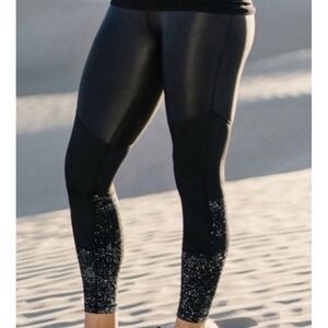 Zyia Active Black Faux Leather Light n Tight 7/8 24"Leggings Womens Sz 4 Workout